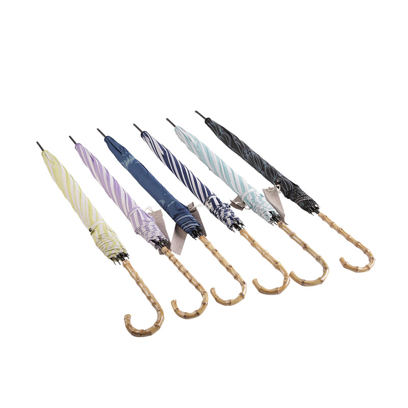 Jovem Pongee listras azuis com guarda-chuva reto revestido de UV-0E6B0129