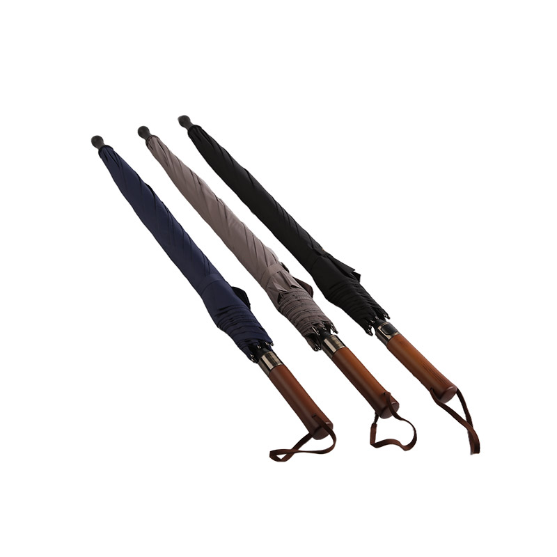 Guarda-chuva Pongee Straight de alta qualidade preto-0E6B0213