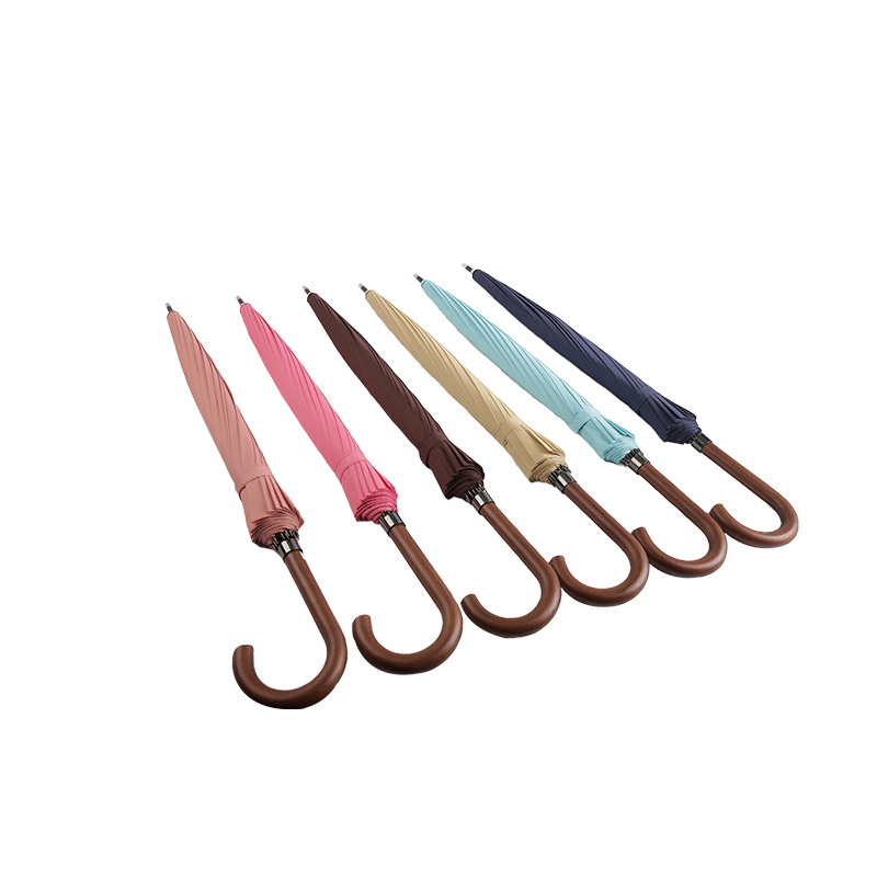 Guarda-chuva reto pongee cabo de madeira puro Dome-0E6B0247