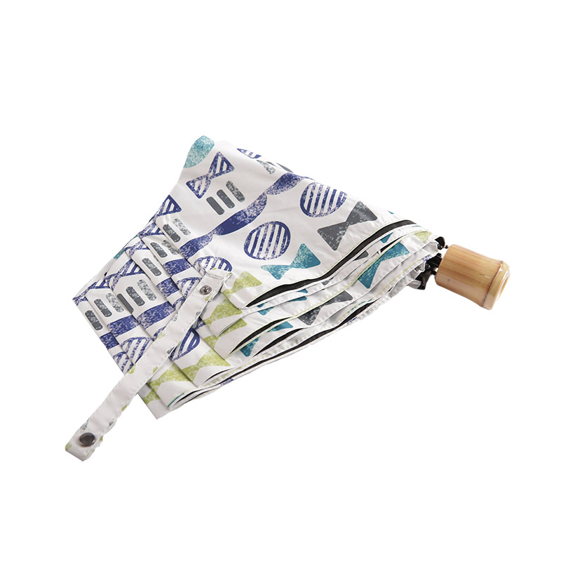 Mini pongee de padrões múltiplos com guarda-chuva revestido de três dobras-0E6B0423