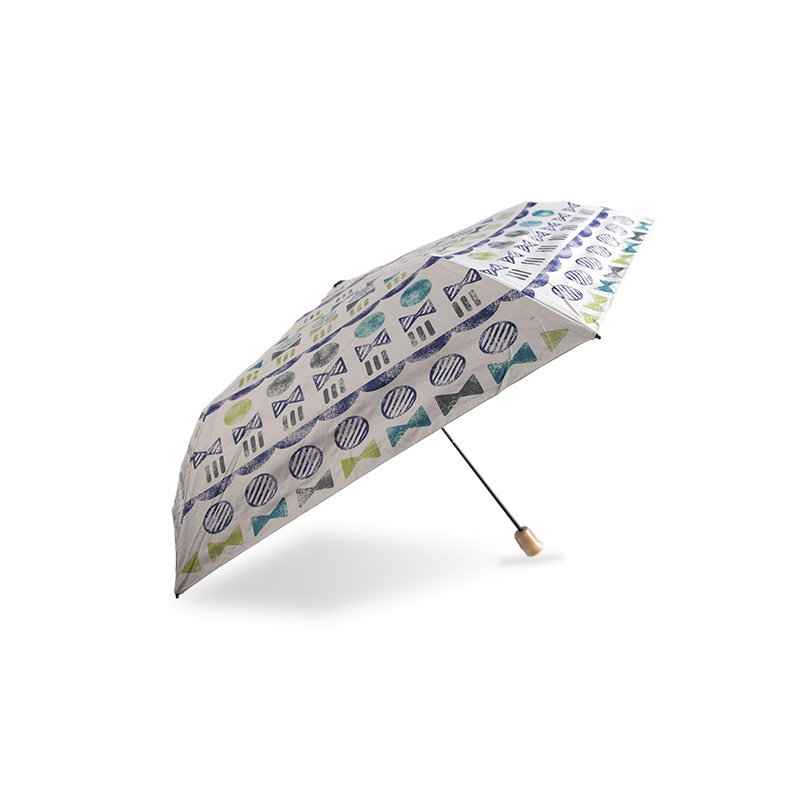 Mini pongee de padrões múltiplos com guarda-chuva revestido de três dobras-0E6B0423