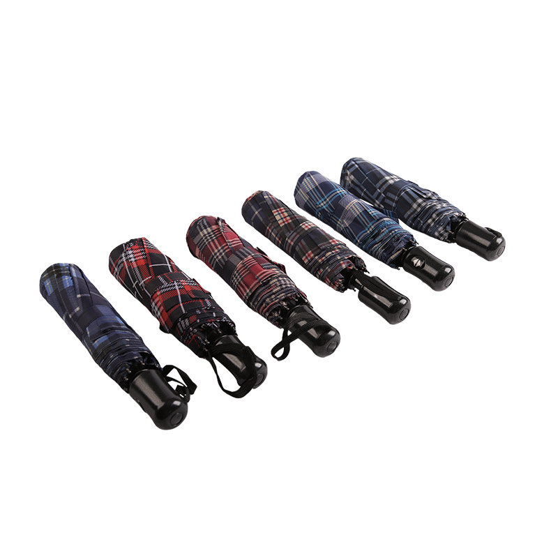 Guarda-chuva triplo listrado em treliça encolhível-0E6B0432