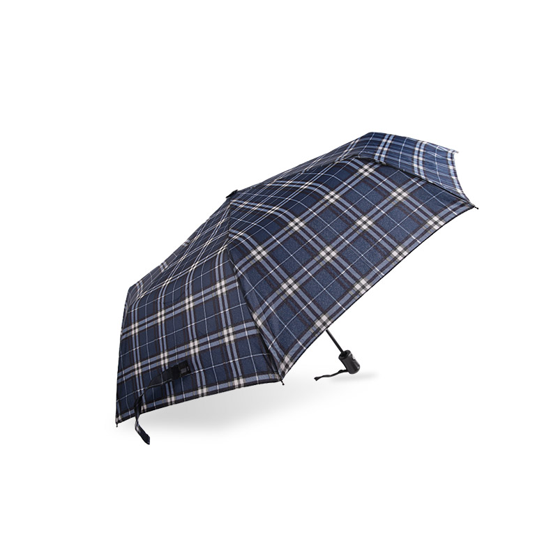 Guarda-chuva triplo listrado em treliça encolhível-0E6B0432