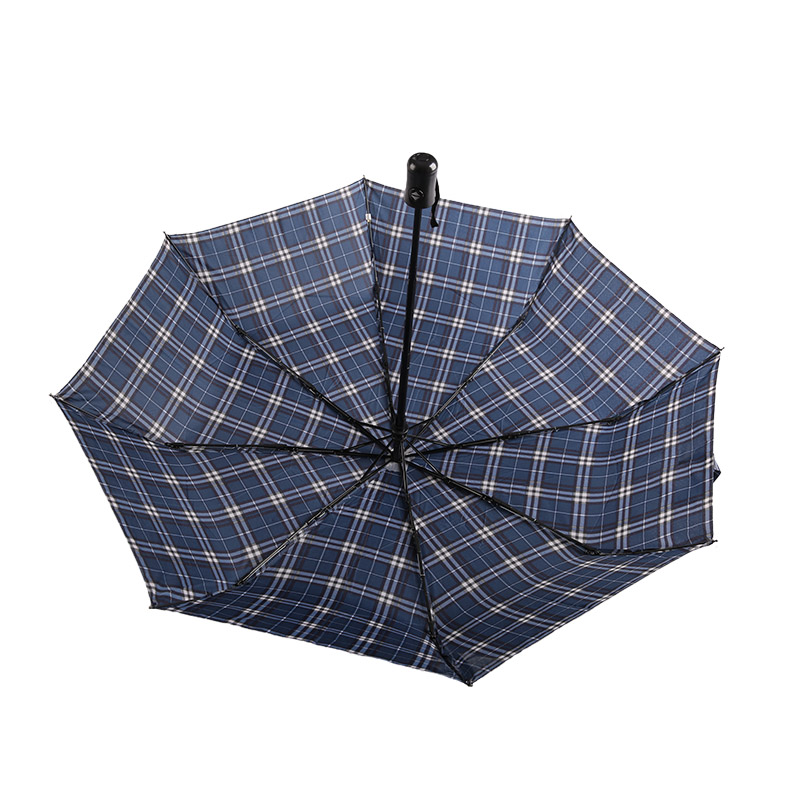 Guarda-chuva triplo listrado em treliça encolhível-0E6B0432