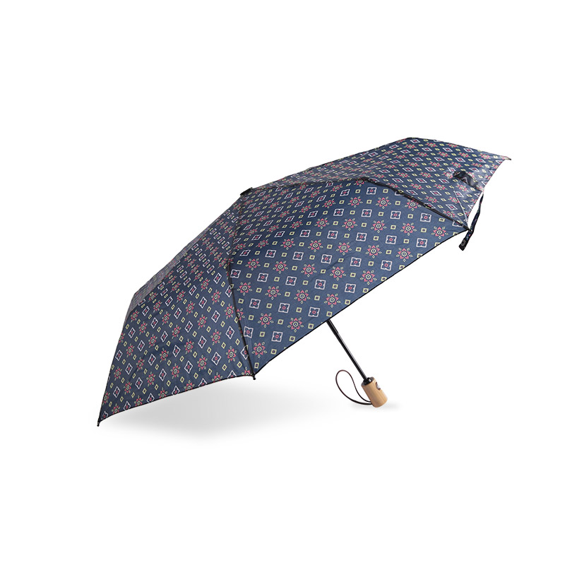 Guarda-chuva triplo Pongee estampado fresco pequeno-0E6B0443