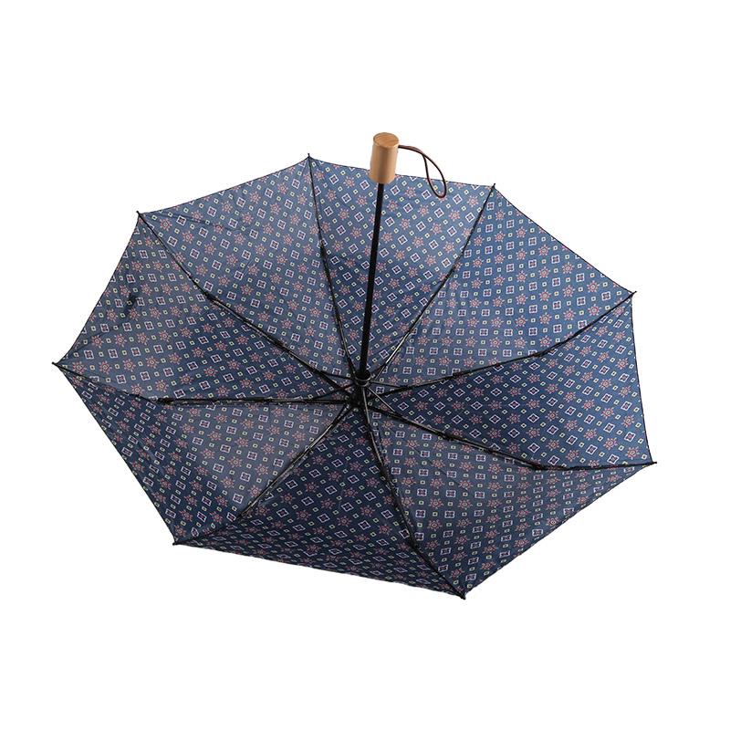 Guarda-chuva triplo Pongee estampado fresco pequeno-0E6B0443