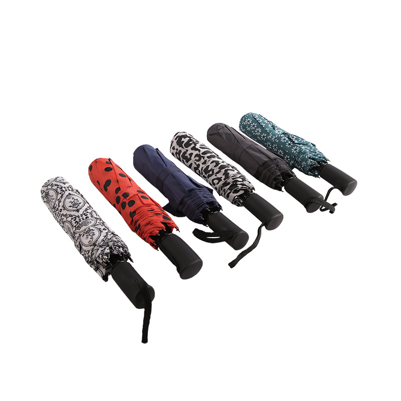 Guarda-chuva triplo verde fresco floral Pongee-0E6B0512