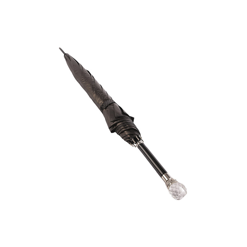 Pongee de alça de nível atmosférico com guarda-chuva reto revestido de preto-0E6B0733